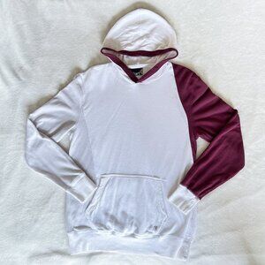 Men's Vurt Sweatshirt | Hood | Pull Over | White & Maroon | Lightweight | Medium